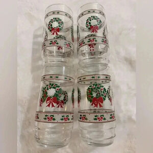 Vintage Indiana Glass Wreath Christmas Glasses